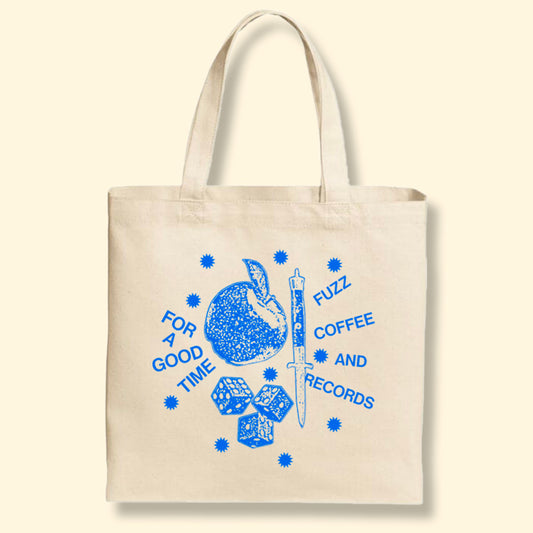 "For A Good Time" Blue Canvas Tote